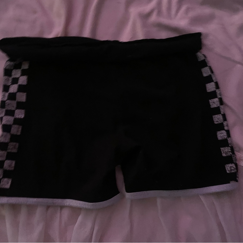 Black Checkered Shorts